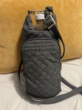 Travelon Anti-Theft Boho Insulated Water Bottle Tote - Heather Grey NWOT